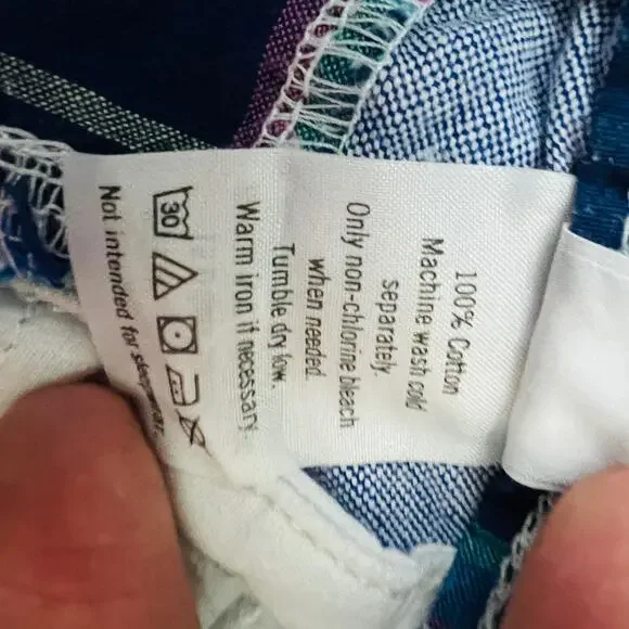 Janie and Jack (4) Little Girls Plaid Blue Denim Board Shorts - Picture 9 of 9